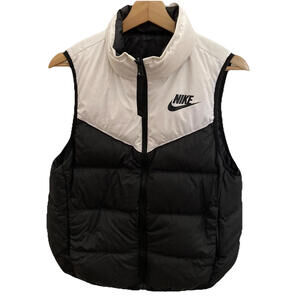 Nike Sportswear Windrunner Reversible Down Puffer Vest Jacket Womens Small Black